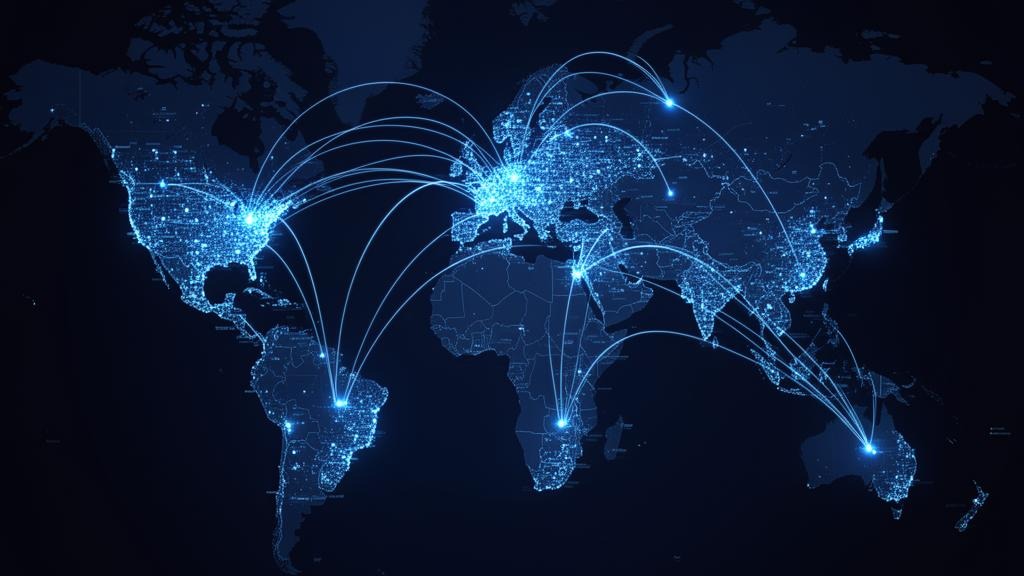Global reusable packaging network visualisation showing tracked assets across distribution centres